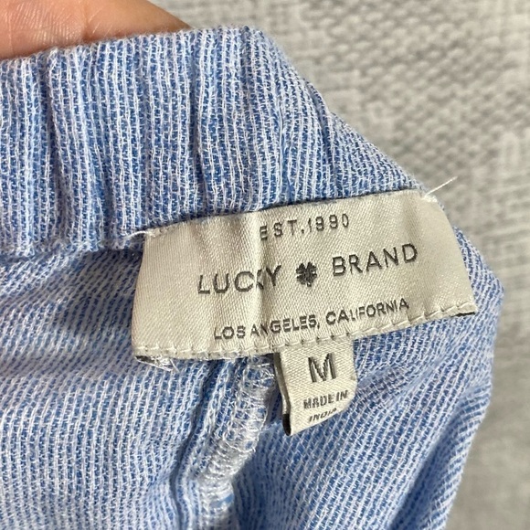 Lucky Brand off shoulder pinstripe embroidered blouse size M - Picture 5 of 6